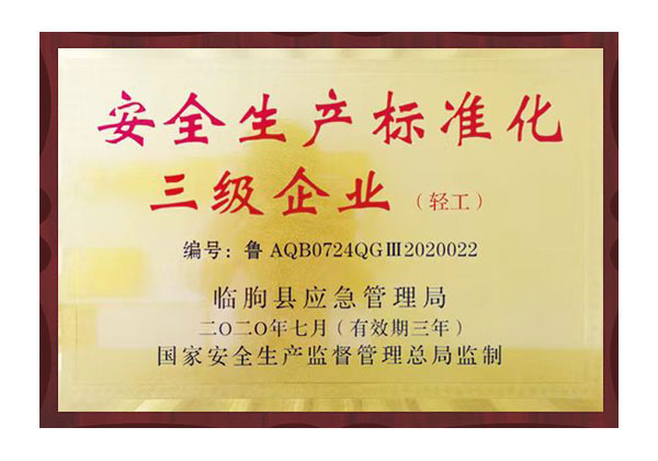 生產(chǎn)標準化三級企業(yè)